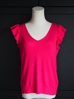 M & S Collection (Marks & Spencer) | Fuchsia Pink V-Neck Frill Detail Sleeveless